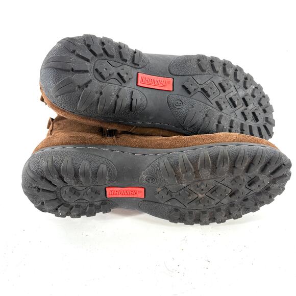 Khombu Womens Faux Fur Hiker Boots 8 Brown Suede Ankle Booties Comfort - Picture 4 of 8